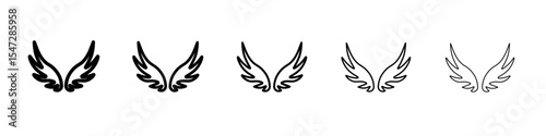angel wing icon flat illustration set logo