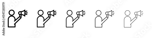 announce in loudspeaker icon flat illustration set logo