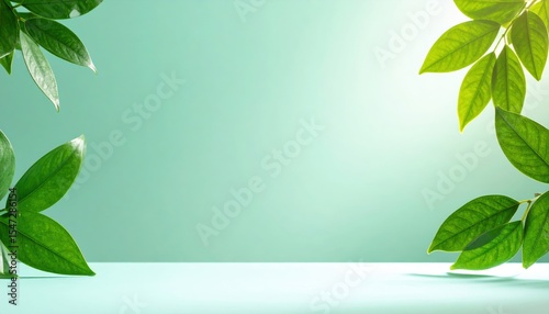 Nature-inspired leaf arrangement studio image minimalist close-up freshness concept