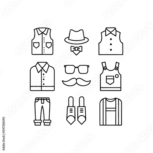 Wallpaper Mural minimal outline clothing icons vector set Torontodigital.ca