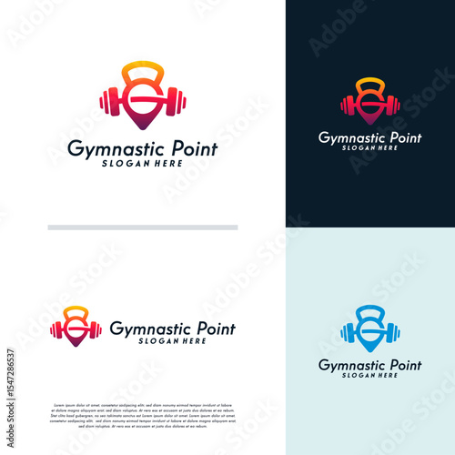 Gymnastic logo designs concept vector, Fitness Center logo template