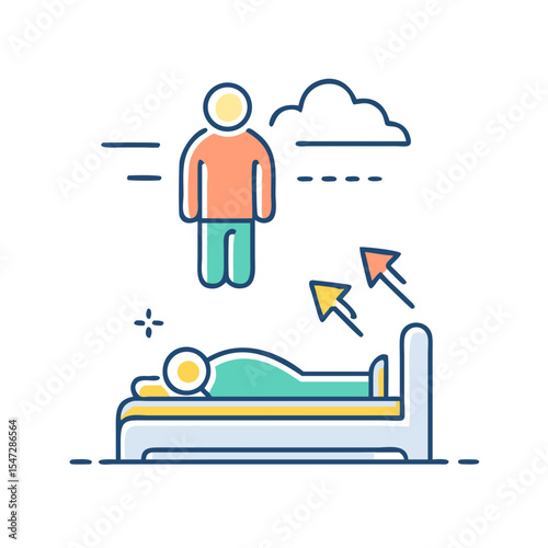 Conceptual illustration of sleep paralysis or an out of body experience