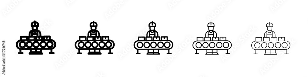 Naklejka premium Assembly line icon flat illustration set logo