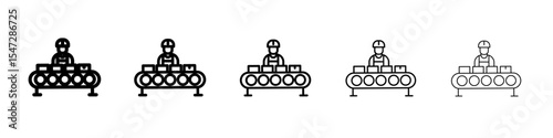 Assembly line icon flat illustration set logo