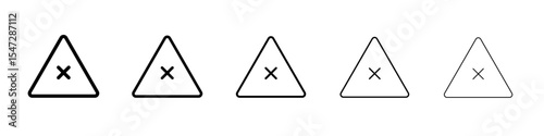 Attention Warning sign icon flat illustration set logo