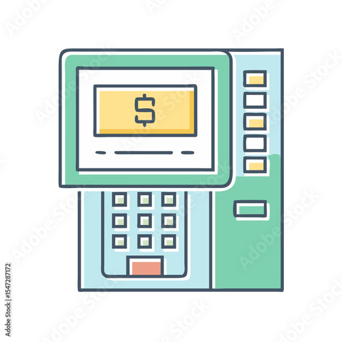 Illustration of a colorful ATM cash machine for financial transactions
