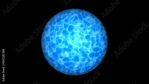sphere blue ocean pacific reflection wave on the water surface background on the black screen
