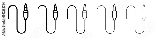 AUX cable icon flat illustration set logo