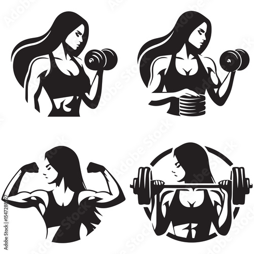 Black gym logo woman white background