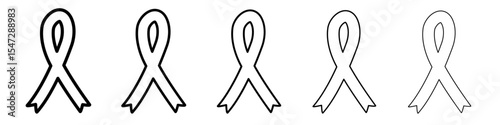 Awareness ribbon icon flat illustration set logo