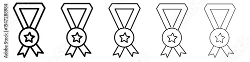 Award reward medal icon flat illustration set logo