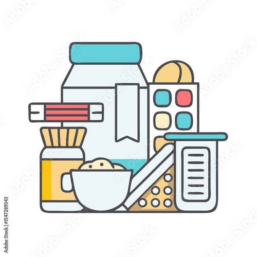 Pile of Health Supplements and Vitamins with Colorful Pill Blisters