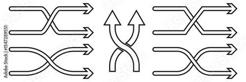 Shuffle icons set in black colors on white background