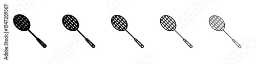 Badminton racquet icon flat illustration set logo