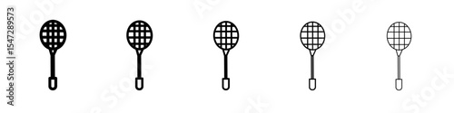 Badminton racquet icon flat illustration set logo
