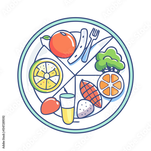 Healthy Plate Illustration Showing Ideal Portion Sizes For A Balanced Diet