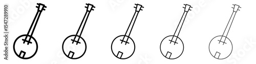 banjo icon flat illustration set logo