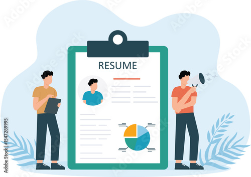 Resume,Recruitment. Human Resources Department. businessman with
