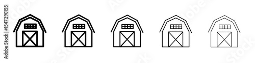 barn farm icon flat illustration set logo