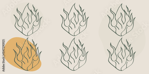 Aesthetic Fire Line Art Pattern with Abstract Shapes for Backgrounds Wallpapers Textiles and Creative Projects with a Minimalist Style