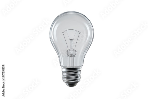 A light bulb is lit up and is sitting on a white background