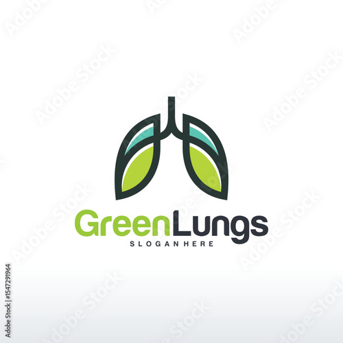Set of Green Lung care logo designs vector, Eco Lungs logo concept vector, Lungs Health logo template
