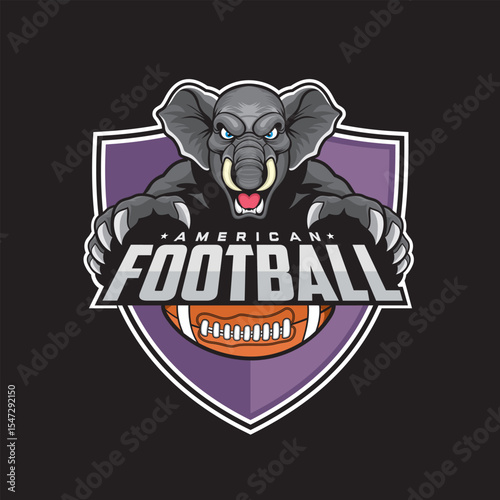 american football club logo elephant vector illustration design