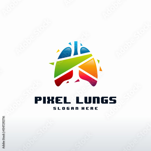 Digital Lungs, Pixel Lungs logo designs concept, design concept, logo, logotype element for template
