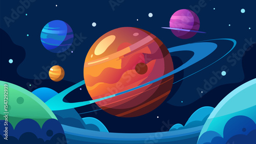 Cosmic Worlds. A vibrant journey through the universe. showcasing planets. stars. and celestial wonders in a captivating cosmic scene.