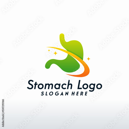 Modern Stomach logo designs vector with swoosh, Health Stomach logo template
