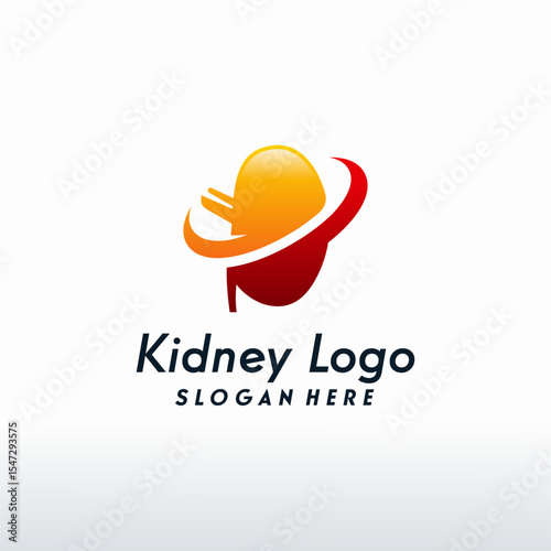 Modern Kidney logo with Swoosh, Health Kidney logo designs vector