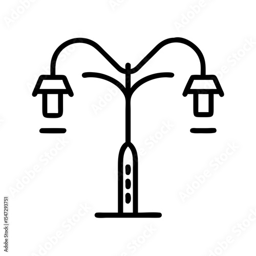 Street lamp vector icon, a simple illustration of public lighting design for urban environment and park concept