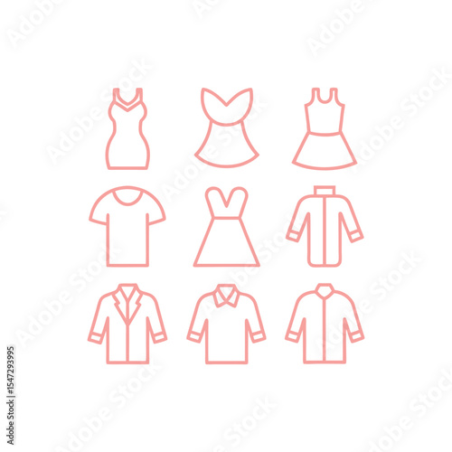 minimal outline clothing icons vector set