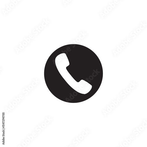 Black and white telephone icon communication minimalist design vector illustration