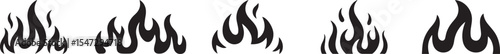 Collection Set of Black Flame Silhouette Icons in Various Fire Styles for Vector Design