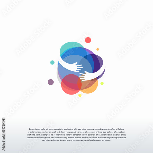 Colorful hug logo designs concept vector, Colorful Care logo template