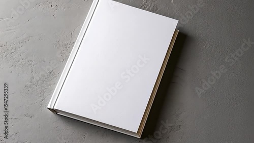 Blank white book template on gray textured surface copy space perspective mockup