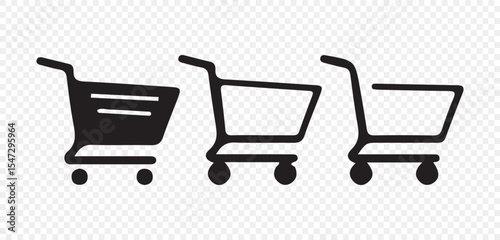 Black shopping cart icon set vector on white background. Vector illustration eps 10