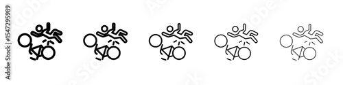 becycle accident icon flat illustration set logo