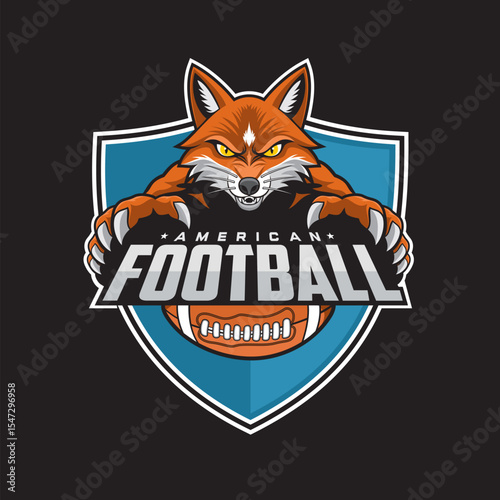american football club logo fox vector illustration design