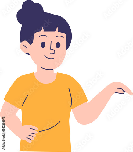 Smiling Woman Pointing Down