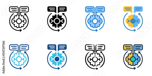 Natural Language Processing icon set multiple style collection 
