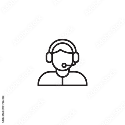 Call center operator avatar with headset customer service line icon