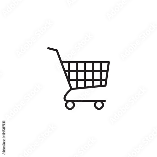 Shopping cart simple black line icon minimalist design on white background
