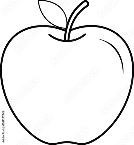 Apple Fruit Line Art - Minimal Outline Vector Illustration