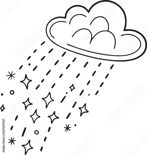 Cloud with heart-shaped raindrops, a cute cartoon weather icon illustrating love in nature's design