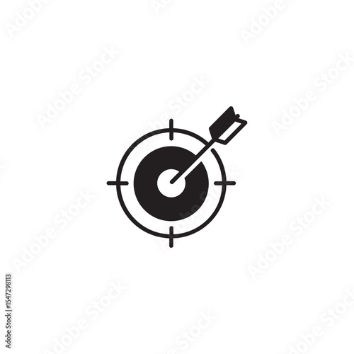 Target with arrow in bullseye goal achievement vector graphic element