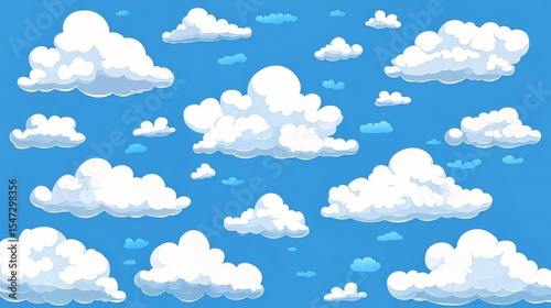 White clouds in a blue sky, sky background, vector