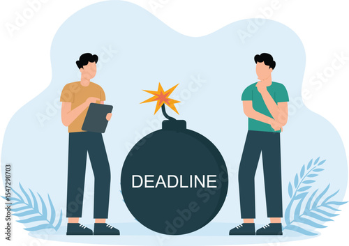 Deadline,Time run out, deadline or hurry to go to the office late, urgency or determination to finish work fast
