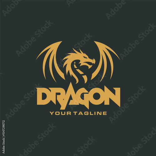 simple dragon logo spreading wings vector illustration design